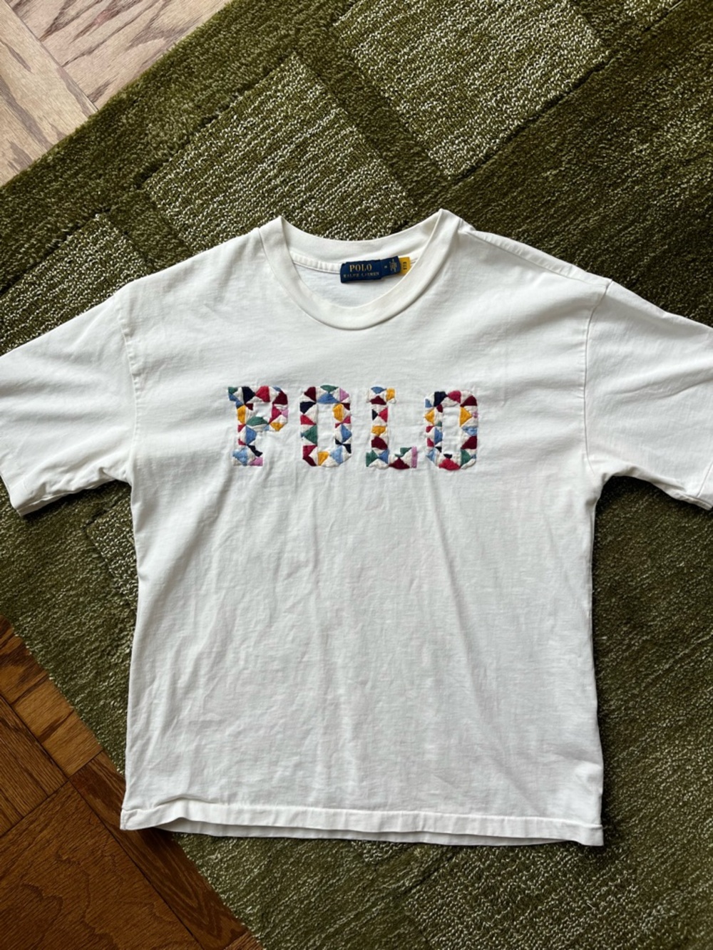Polo Ralph Lauren Women’s Logo Tee with Multicolor Patchwork